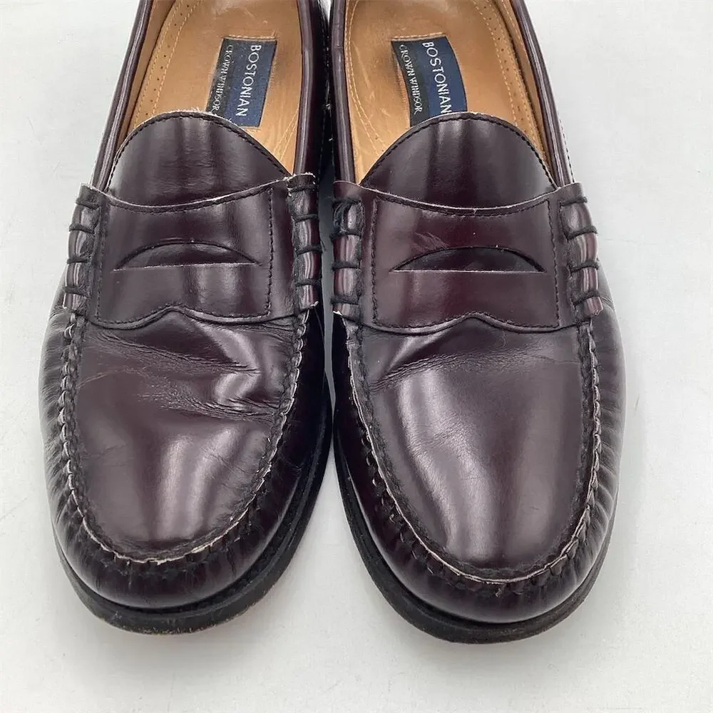 Bostonian Men's Penny Loafers Size 10.5 D Burgundy Leather Dress‎ Shoes